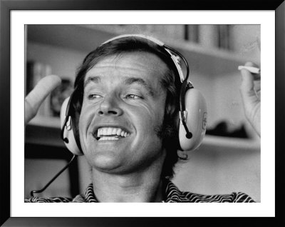 Jack Nicholson Enjoying Rock Music Via Earphones by Arthur Schatz Pricing Limited Edition Print image