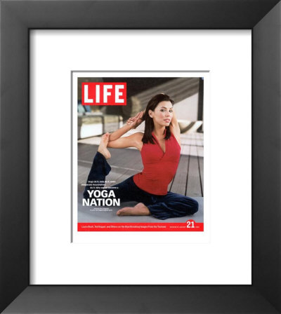 Actress Eva Longoria In One-Legged Pigeon Yoga Pose, January 21, 2005 by Andrew Southam Pricing Limited Edition Print image
