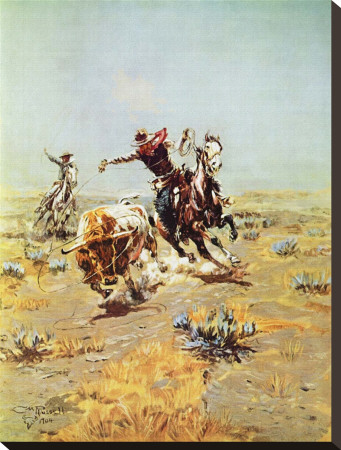 Cowboy Roping A Steer by Charles Marion Russell Pricing Limited Edition Print image
