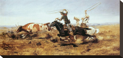 O. H. Cowboys Roping A Steer by Charles Marion Russell Pricing Limited Edition Print image