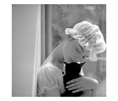 Model With Cap Embracing A Cat, 1960S by John French Pricing Limited Edition Print image