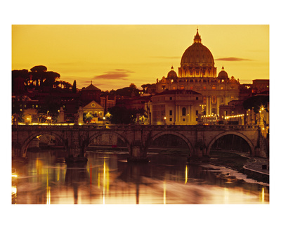St Peter's Basilica And Ponte Saint Angelo, Rome, Italy by Doug Pearson Pricing Limited Edition Print image