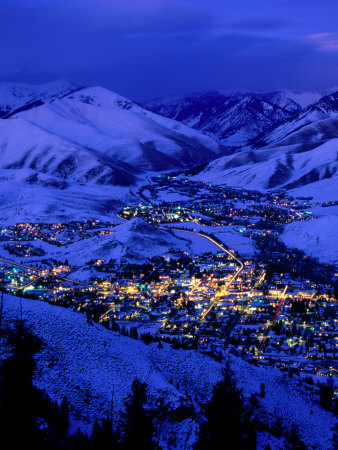 Overhead View Of Ketchum At Night From The Summit Of Mt. Baldi, Sun Valley, Usa by Mark & Audrey Gibson Pricing Limited Edition Print image