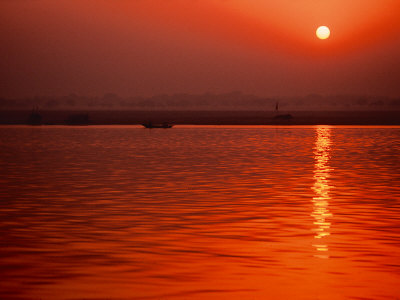 Sunset Over The Ganges River In Varanasi, India by Dee Ann Pederson Pricing Limited Edition Print image