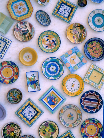Ceramic Plates On Shop Wall, Algarve, Portugal by John & Lisa Merrill Pricing Limited Edition Print image