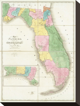 Map Of Florida, C.1839 by David H. Burr Pricing Limited Edition Print image