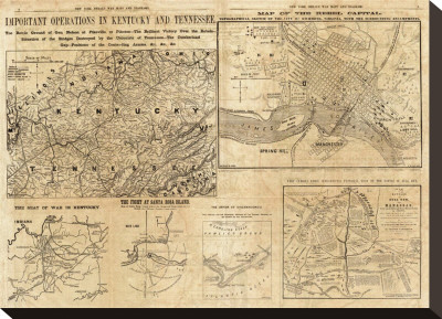 Important Operations In Kentucky And Tennessee, C.1861 by E. S. Hall Pricing Limited Edition Print image