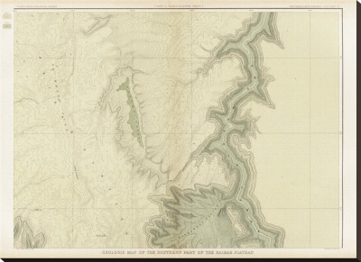 Grand Canyon: Geologic Map Of The Southern Kaibab Plateau (Part Ii, North-East), C.1882 by Clarence E. Dutton Pricing Limited Edition Print image