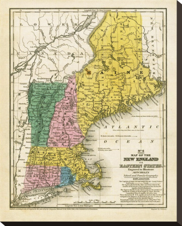 Map Of The New England Or Eastern States, C.1839 by Samuel Augustus Mitchell Pricing Limited Edition Print image