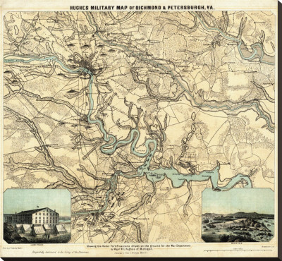 Hughes Military Map Of Richmond And Petersburgh, Virginia, C.1864 by W.C. Major Hughes Pricing Limited Edition Print image