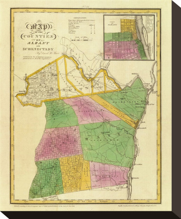 New York: Albany, Schenectady Counties, C.1829 by David H. Burr Pricing Limited Edition Print image