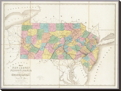 Map Of New Jersey And Pennsylvania, C.1839 by David H. Burr Pricing Limited Edition Print image