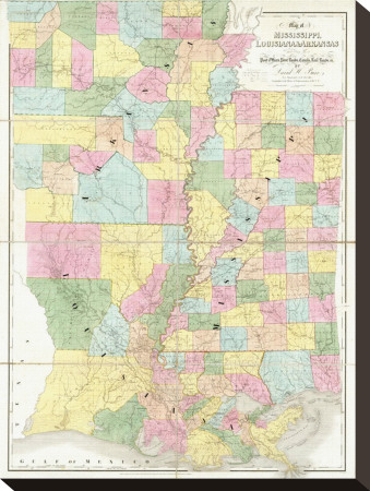 Map Of Mississippi, Louisiana And Arkansas, C.1839 by David H. Burr Pricing Limited Edition Print image