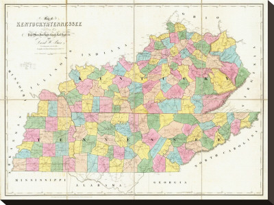 Map Of Kentucky And Tennessee, C.1839 by David H. Burr Pricing Limited Edition Print image