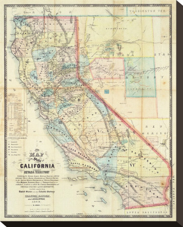 New Map Of The State Of California And Nevada Territory, C.1863 by Leander Ransom Pricing Limited Edition Print image