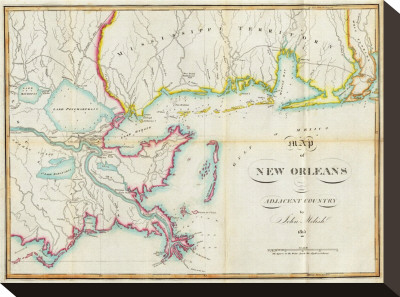 Map Of New Orleans And Adjacent Country, C.1815 by John Melish Pricing Limited Edition Print image
