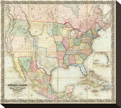 Map Of The United States Of America, C.1848 by J. H. Colton Pricing Limited Edition Print image