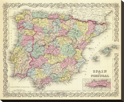 Spain And Portugal, C.1856 by G. W. Colton Pricing Limited Edition Print image