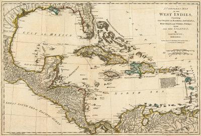 Complete Map Of The West Indies, C.1776 by Robert Sayer Pricing Limited Edition Print image