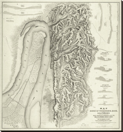 Civil War Map Of The Siege Of Vicksburg, Miss, C.1863 by Charles Spangenberg Pricing Limited Edition Print image