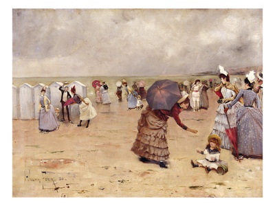 Elegant Figures On A Beach, 1886 by William Feron Pricing Limited Edition Print image