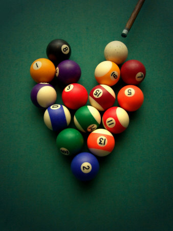 Pool Balls Arranged In A Heart Shape by Images Monsoon Pricing Limited Edition Print image