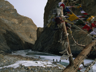 Local People Crossing The Ice Covered Zanskar River by Steve Winter Pricing Limited Edition Print image