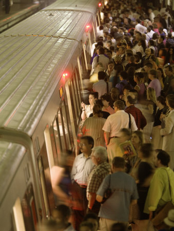 Commuters Boarding A Metro Subway Train by Tyrone Turner Pricing Limited Edition Print image