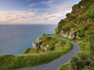 Clifftop Footpath At Valley Of The Rocks, Exmoor National Park, Devon, England, United Kingdom by Adam Burton Pricing Limited Edition Print image