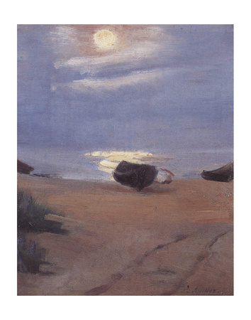 Boats In Moonlight At South Beach by Anna Kirstine Ancher Pricing Limited Edition Print image