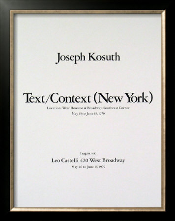Text/Context (New York) by Joseph Kosuth Pricing Limited Edition Print image