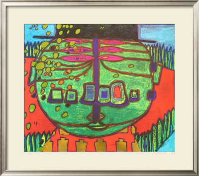 Three-Eyed Green Buddha With Hat, C.1963 by Friedensreich Hundertwasser Pricing Limited Edition Print image