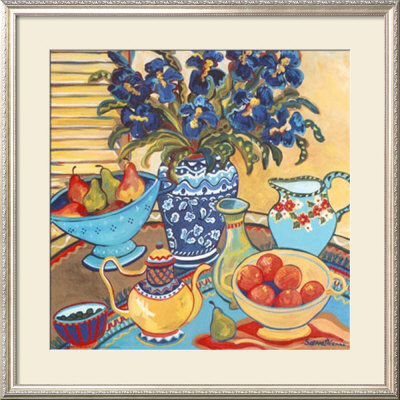 Blue And White With Oranges by Suzanne Etienne Pricing Limited Edition Print image