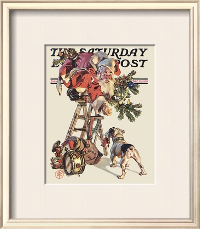 Santa Up A Ladder, C.1930 by Joseph Christian Leyendecker Pricing Limited Edition Print image