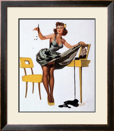 Pin-Up Girl With Inkstains by Joyce Ballantyne Pricing Limited Edition Print image
