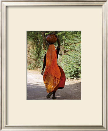 Woman Carrying A Jar, India by Paule Seux Pricing Limited Edition Print image