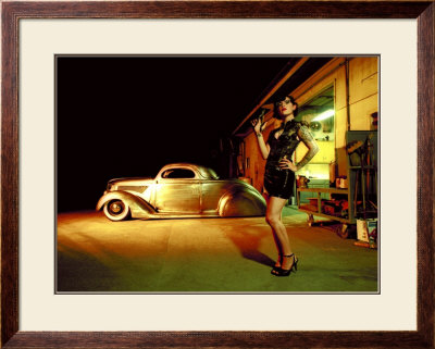 Pin-Up Girl: 1937 Coupe Tattoo And Leather by David Perry Pricing Limited Edition Print image