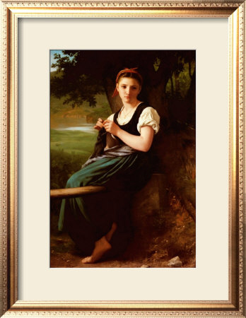 Knitting Girl, 1869 by William Adolphe Bouguereau Pricing Limited Edition Print image