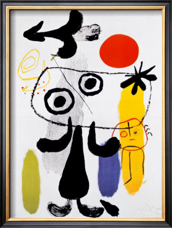 Figur Gegen Rote Sonne Ii, C. 1950 by Joan Miro Pricing Limited Edition Print image