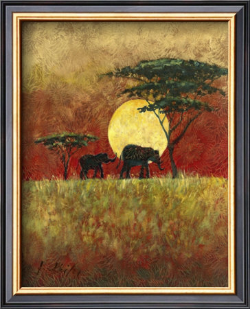 Acacia Sunset Elephants by Kathleen Keifer Pricing Limited Edition Print image