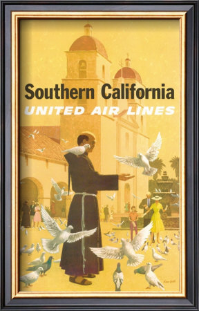 United Airlines: Southern California, Franciscan Monk And Spanish Mission by Stan Galli Pricing Limited Edition Print image