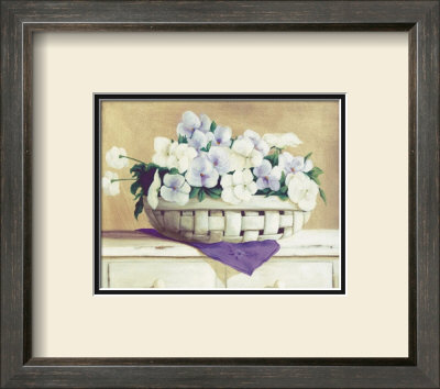 White And Purple Flowers In Basket by David Col Pricing Limited Edition Print image
