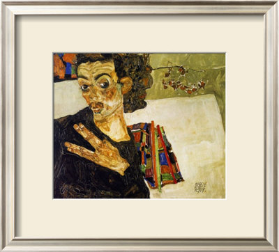 Autoportrait, Les Doigts Ecartes, C.1911 by Egon Schiele Pricing Limited Edition Print image