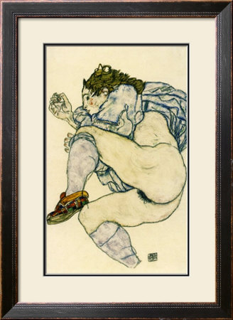 Nu A La Pantoufle A Carreaux, C.1917 by Egon Schiele Pricing Limited Edition Print image