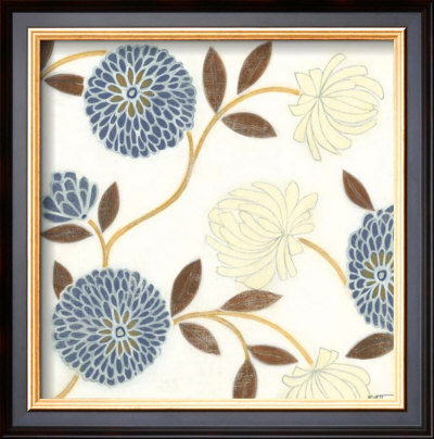 Blue And Cream Flowers On Silk Ii by Norman Wyatt Jr. Pricing Limited Edition Print image