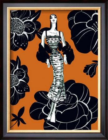 Girl With Orange Floral Background by Santiago Poveda Pricing Limited Edition Print image