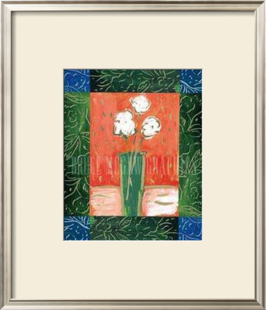 White Flowers On Orange by Hussey Pricing Limited Edition Print image