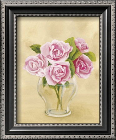 Pink Roses In Vase by Cuca Garcia Pricing Limited Edition Print image