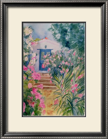 Door With Oleander And Geraniums by Mary Stubberfield Pricing Limited Edition Print image