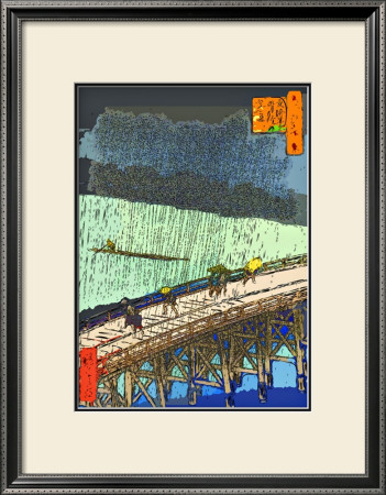 O-Hashi (Big Bridge) At Atake In Summer Shower by Hiroshige Ii Pricing Limited Edition Print image